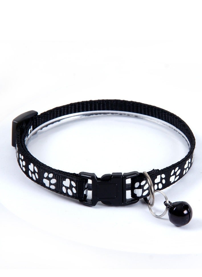 Oldzhan Cat and Dog Universal Dog Cat Neck Ring Small and Medium sized Dog Teddy Adjustable Pet Traction Rope Neck Ring Bell Collar （black） - Image 1